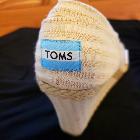 Tom's peep toe wedge canvas shoes - Picture 5 of 8